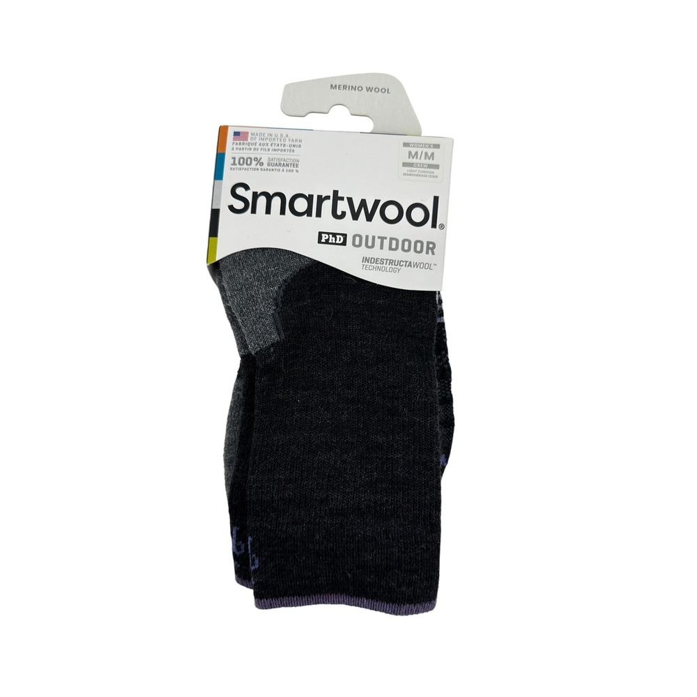 Smartwool Socks Womens M Charcoal PhD Outdoor Light Cushion Crew Merino Wool NWT
